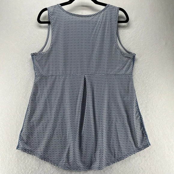 Lands' End Sport Tank Top Womens L 14-16 Printed Pleated Sleeveless Stretch Blue - Picture 2 of 10